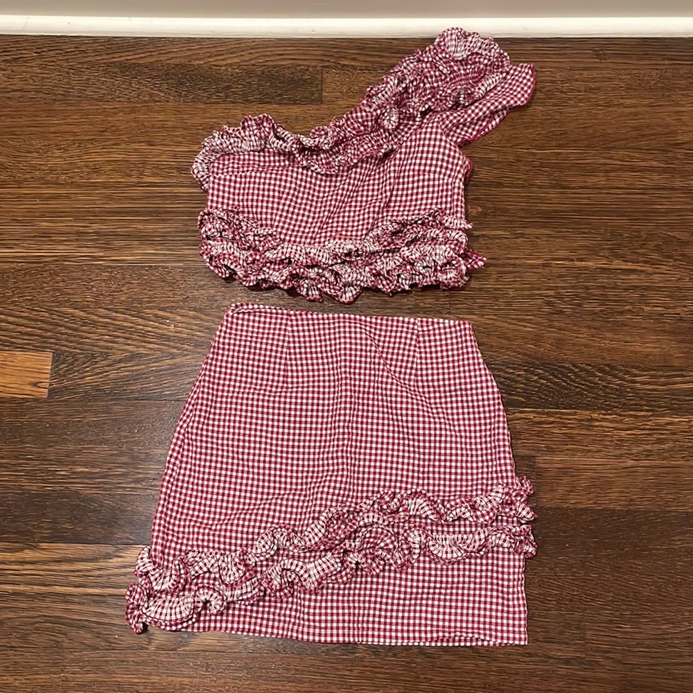 Lovers and Friends gingham two piece set